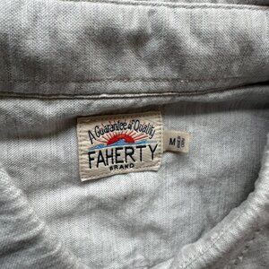 Faherty Shirt Men M Ivory Heathered Long Sleeve